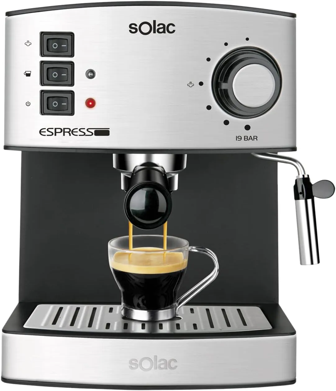 Bild von Solac CE4480 Espresso Kaffeemaschine mit 19 bar Druck und Dampfgarer aus rostfreiem Edelstahl