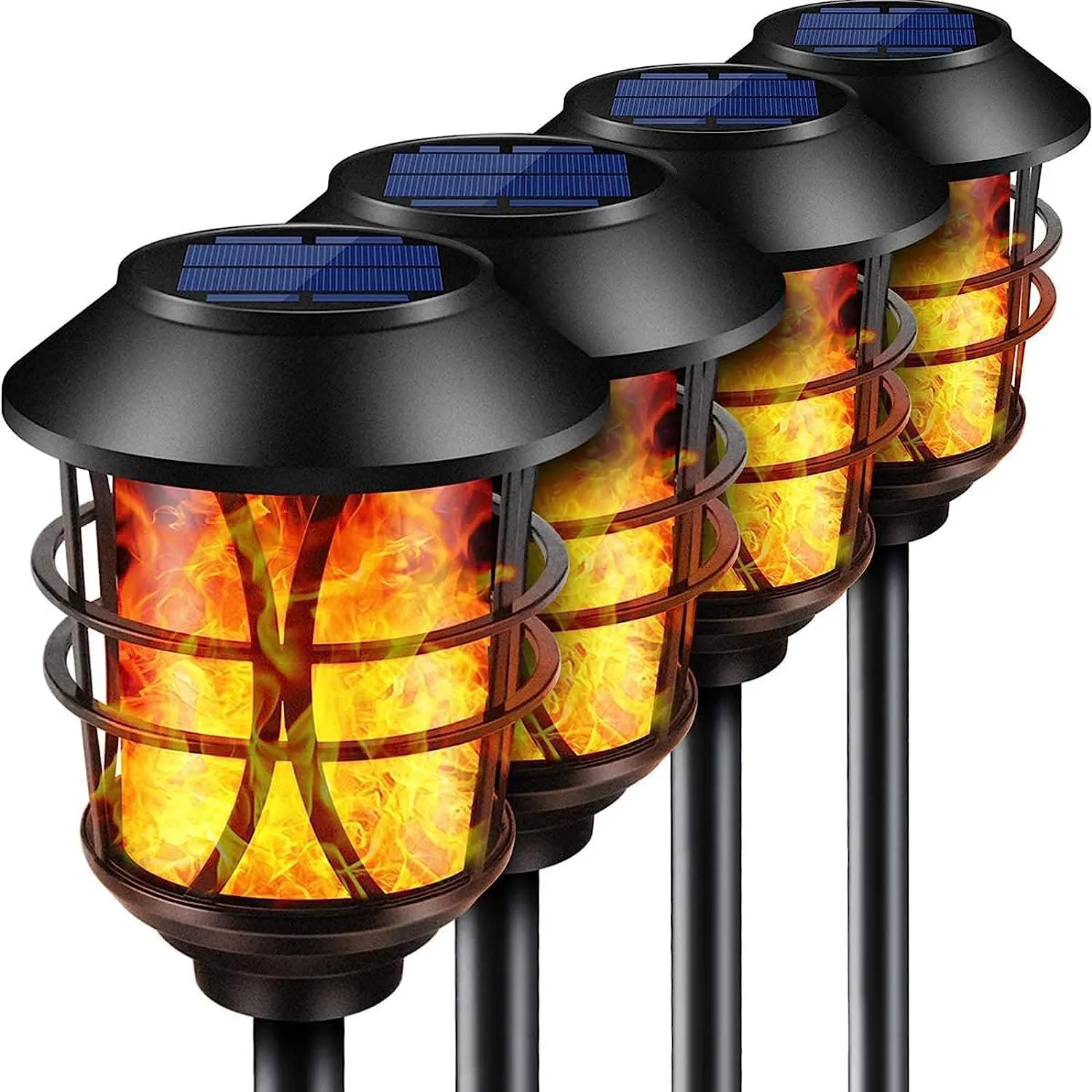Bild von SOLARBABY 4er Set flackernde Flammen Solarlampe für den Außenbereich, wasserdicht und solarbetrieben