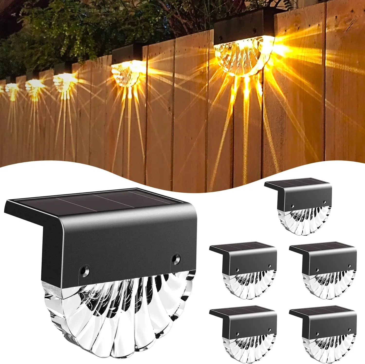 Bild von Solarlampen Set mit 6 wasserdichten LED Lampen für den Außenbereich, warmweiß und farbwechselnd, ideal für Garten, Terrasse und Treppen