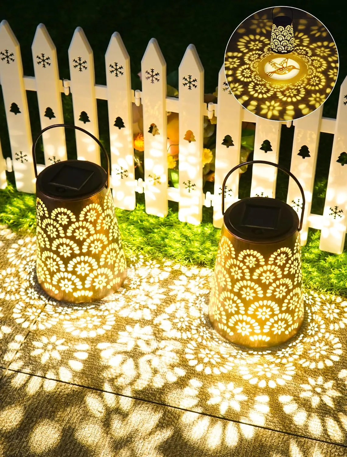Bild von Solarlaternen Set mit 2 wasserdichten LED Lampen für den Außenbereich