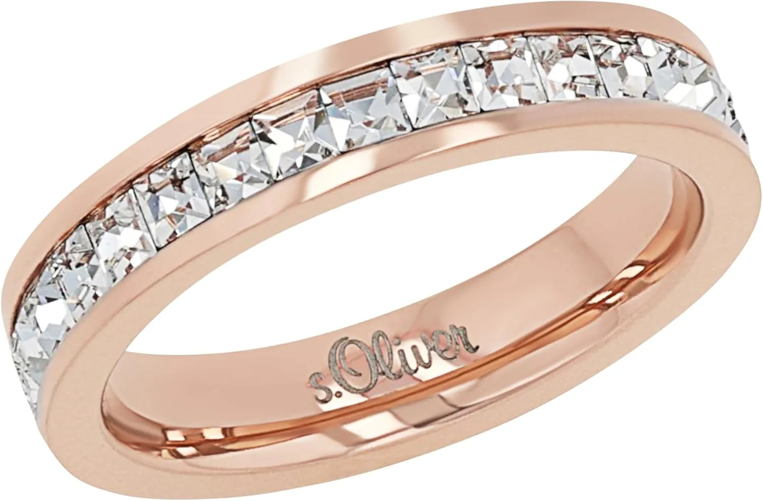 Bild von s.Oliver Damenring aus Edelstahl mit Kristall in Roséfarbe, geliefert in Schmuck Geschenkbox