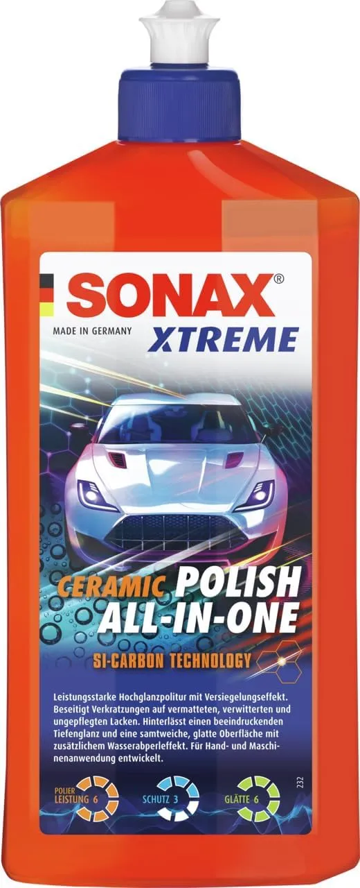 Bild von SONAX XTREME Ceramic Polish All-in-One 500 ml Fahrzeugpolitur zur Beseitigung von Verkratzungen auf verwitterten Lacken, Art-Nr. 02472000