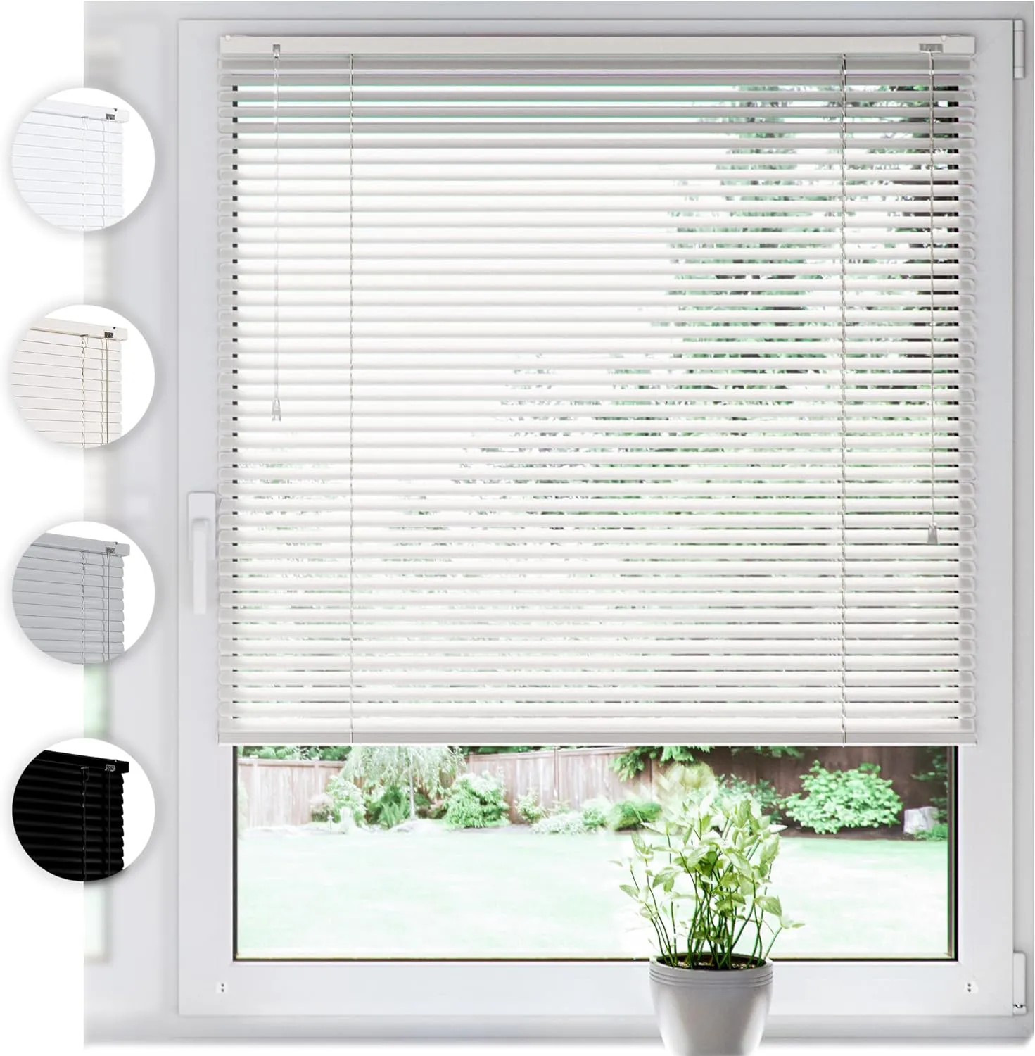 Bild von Sonello Aluminium Jalousie in Weiß mit den Maßen 80 cm x 100 cm, Klemmfix ohne Bohren für Fenster und Türen