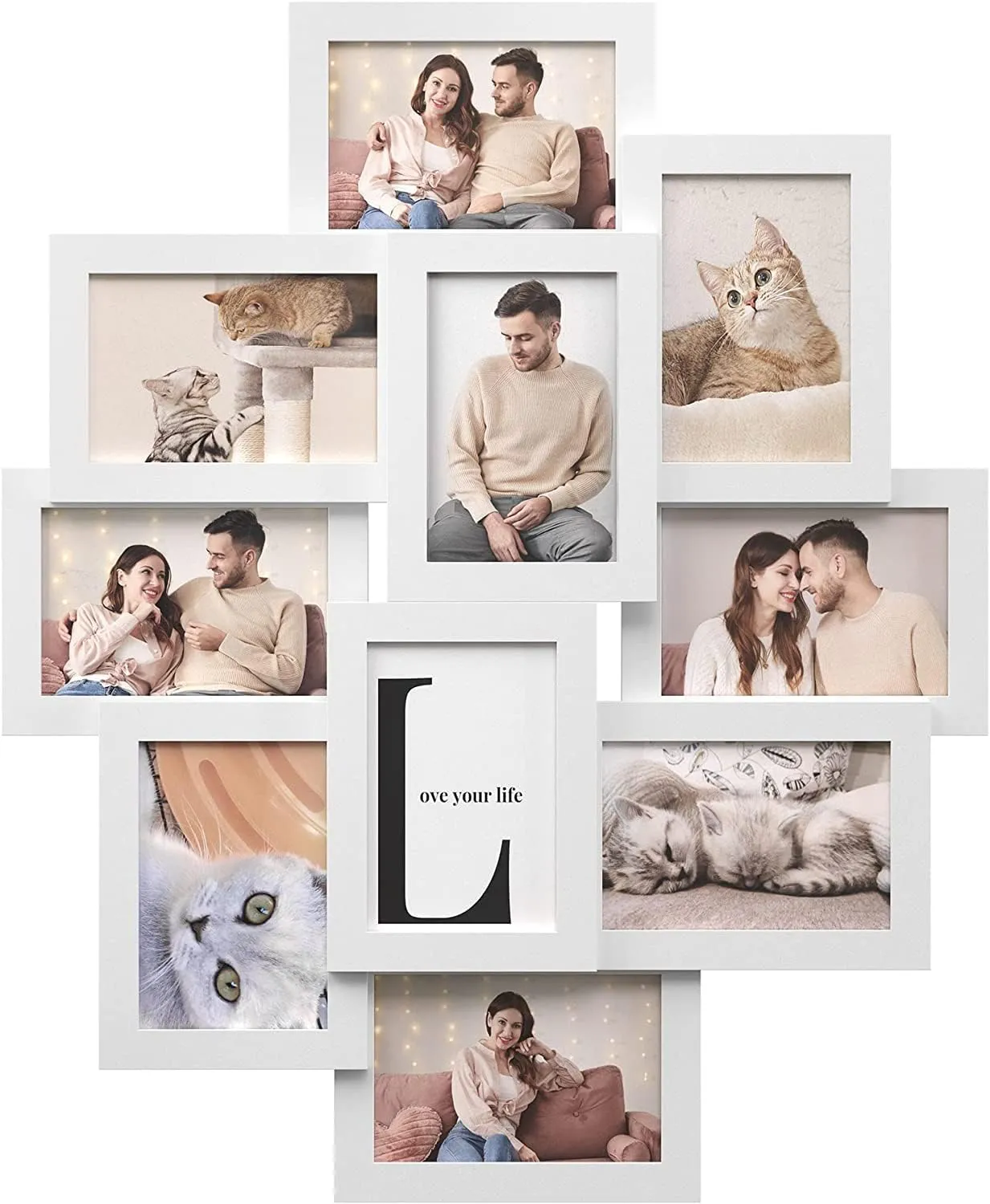 Bild von SONGMICS Collage-Rahmen mit 10 Steckplätzen für 10 x 15 cm Fotos in Weiß, Modell RPF20WT