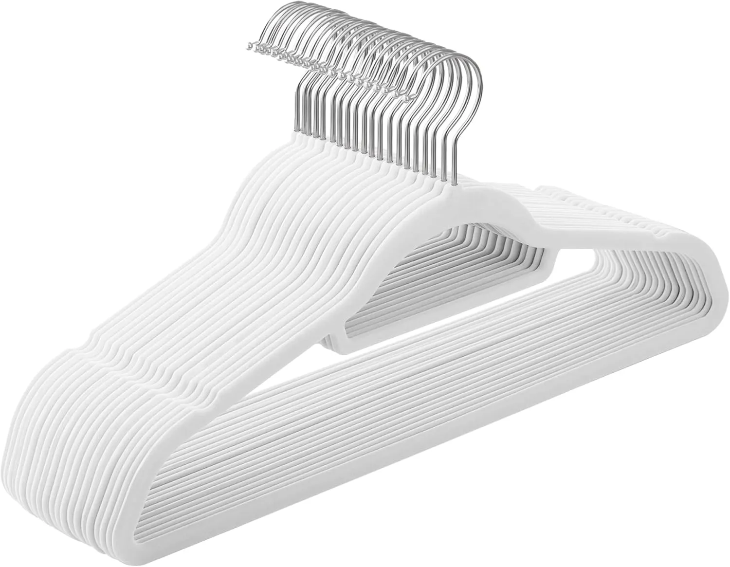 Bild von SONGMICS CRF020W01 Kleiderbügel Set mit 20 rutschfesten Samtbügeln und drehbarem Haken, 43,5 cm lang, platzsparend für Mäntel und Hosen