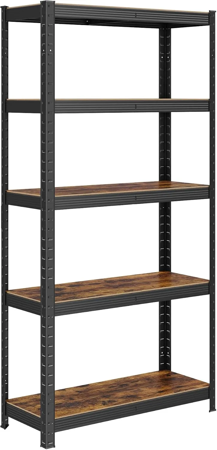 Bild von SONGMICS GLR030B01 Standregal mit 5 verstellbaren Ablagen im Industrie-Design, vintagebraun-schwarz, 30 x 75 x 150 cm, bis 650 kg belastbar