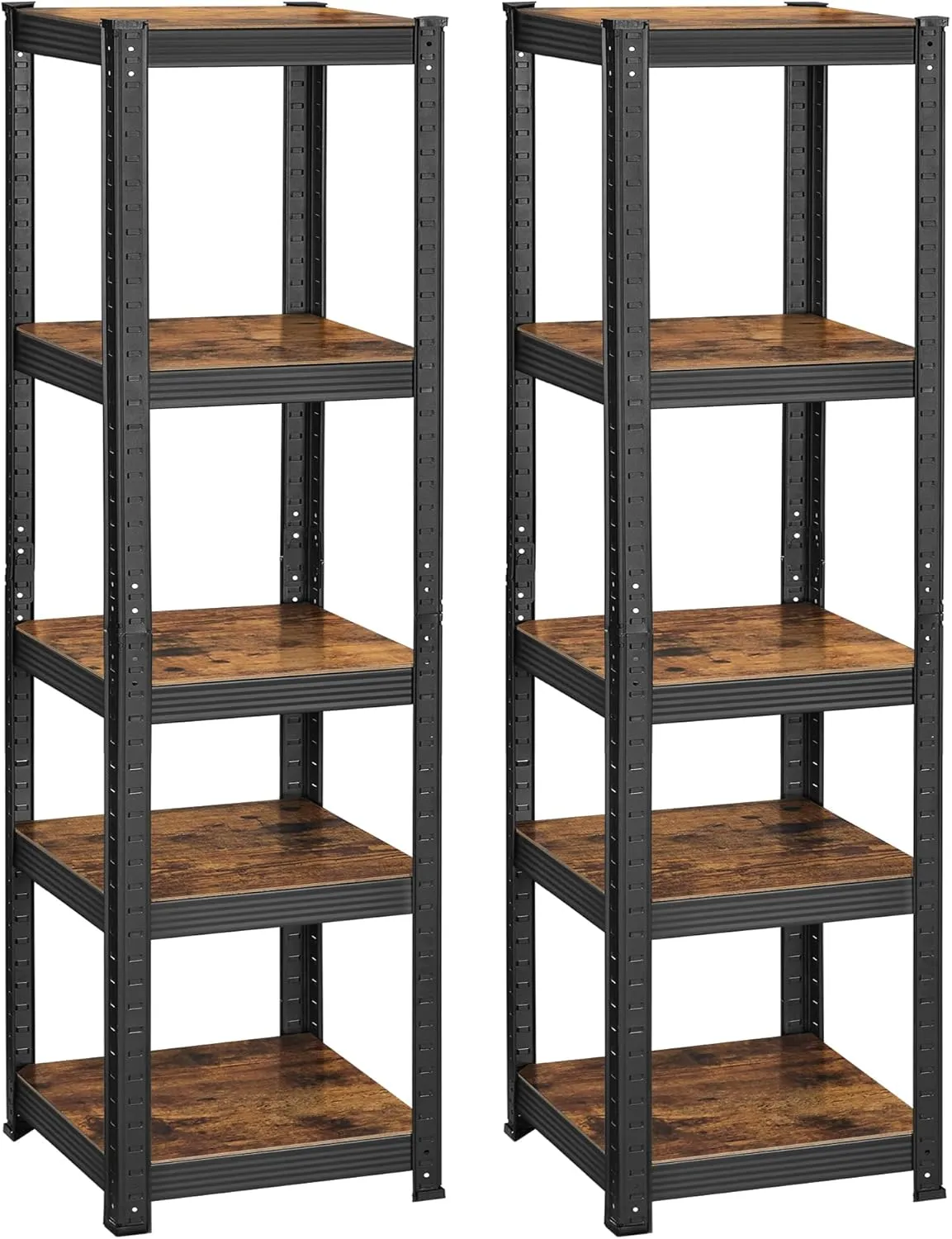 Bild von SONGMICS GLR037B02 Standregal Set mit 2 Regalen, verstellbar, 5 Ablagen, 37 x 37 x 150 cm, bis 400 kg belastbar, vintagebraun-schwarz