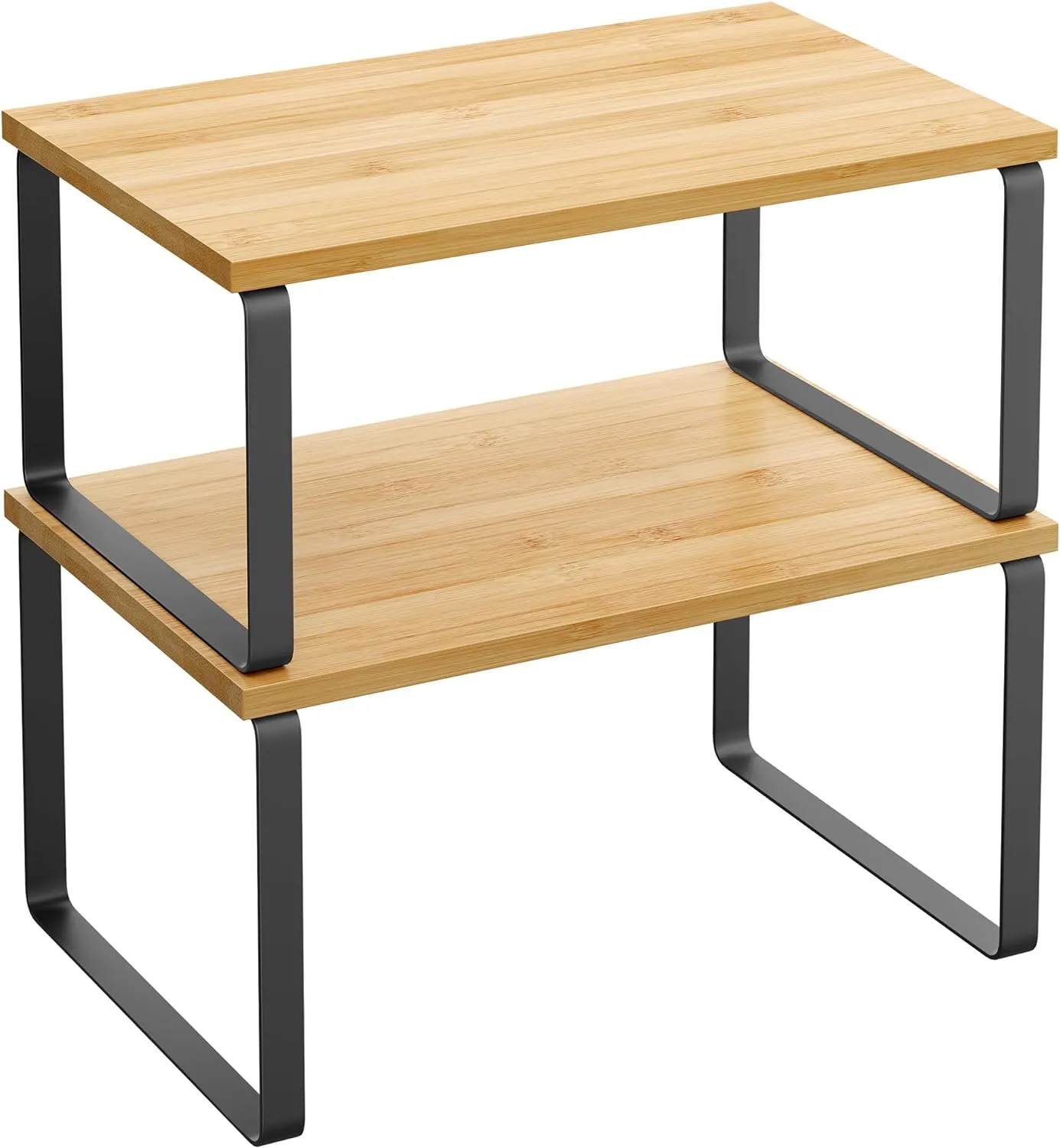 Bild von SONGMICS KCS02NB Gewürzregal Set mit 2 stapelbaren Organisern in tintenschwarz und naturbeige