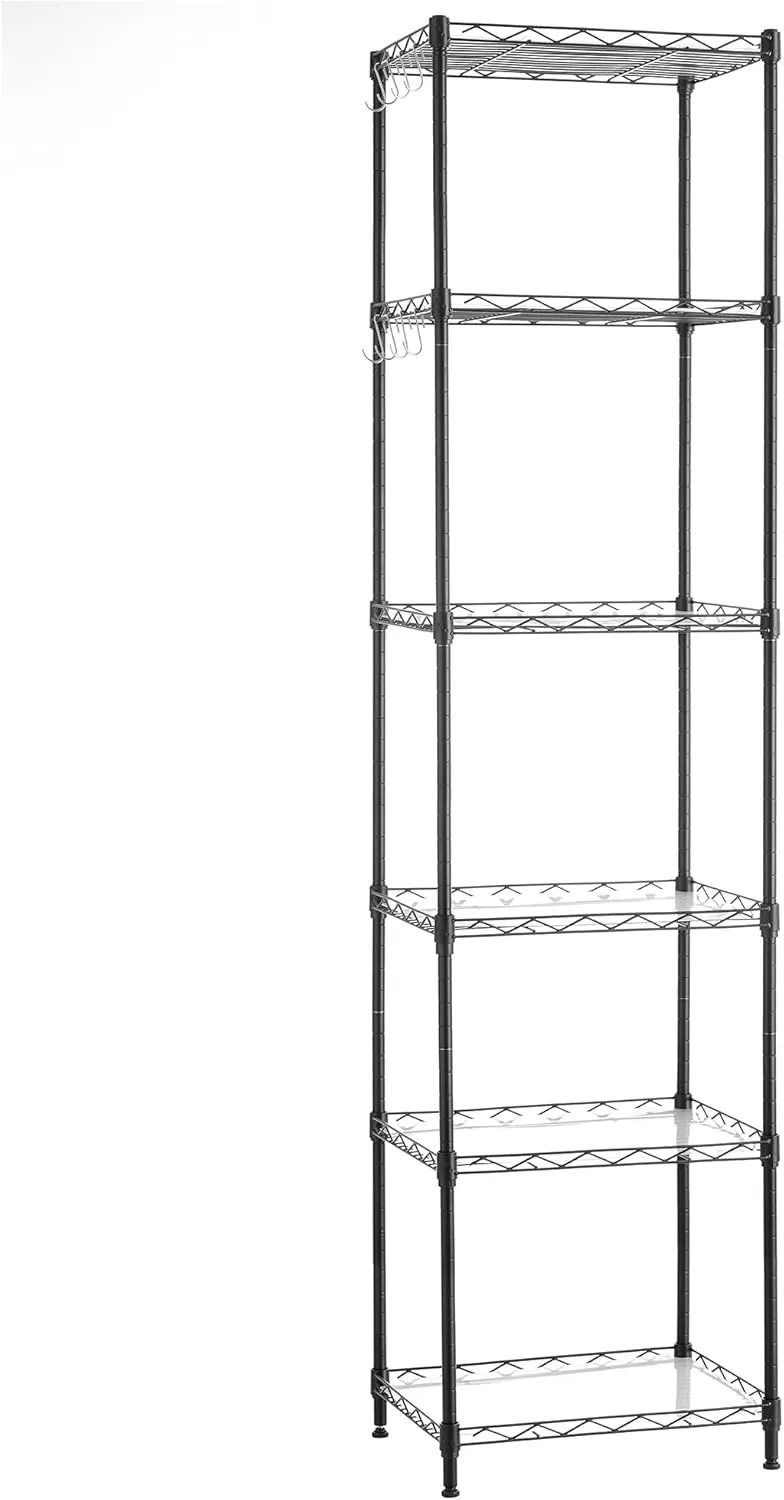 Bild von SONGMICS LGR116B01 Küchenregal mit 6 höhenverstellbaren Ebenen und 8 S-Haken, belastbar bis 120 kg, schwarz