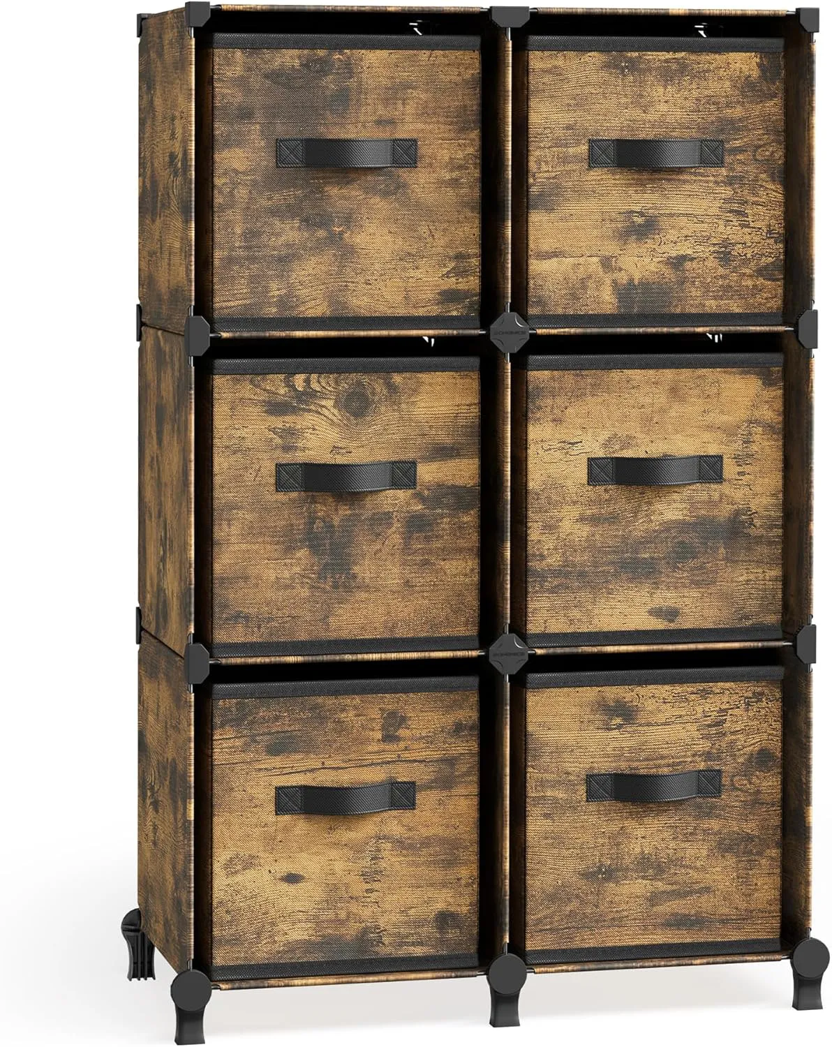 Bild von SONGMICS LPC062K01 Würfelregal mit 6 Boxen in vintagebraun, erweiterbar und platzsparend