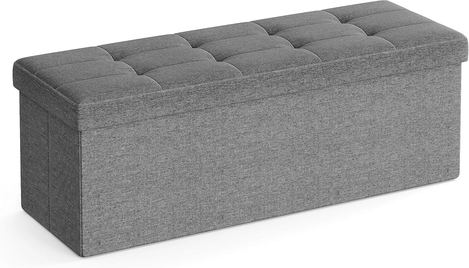 Bild von SONGMICS LSF77K Sitzhocker in schiefergrau mit Stauraum, klappbar und bis 300 kg belastbar, Maße 38 x 110 x 38 cm