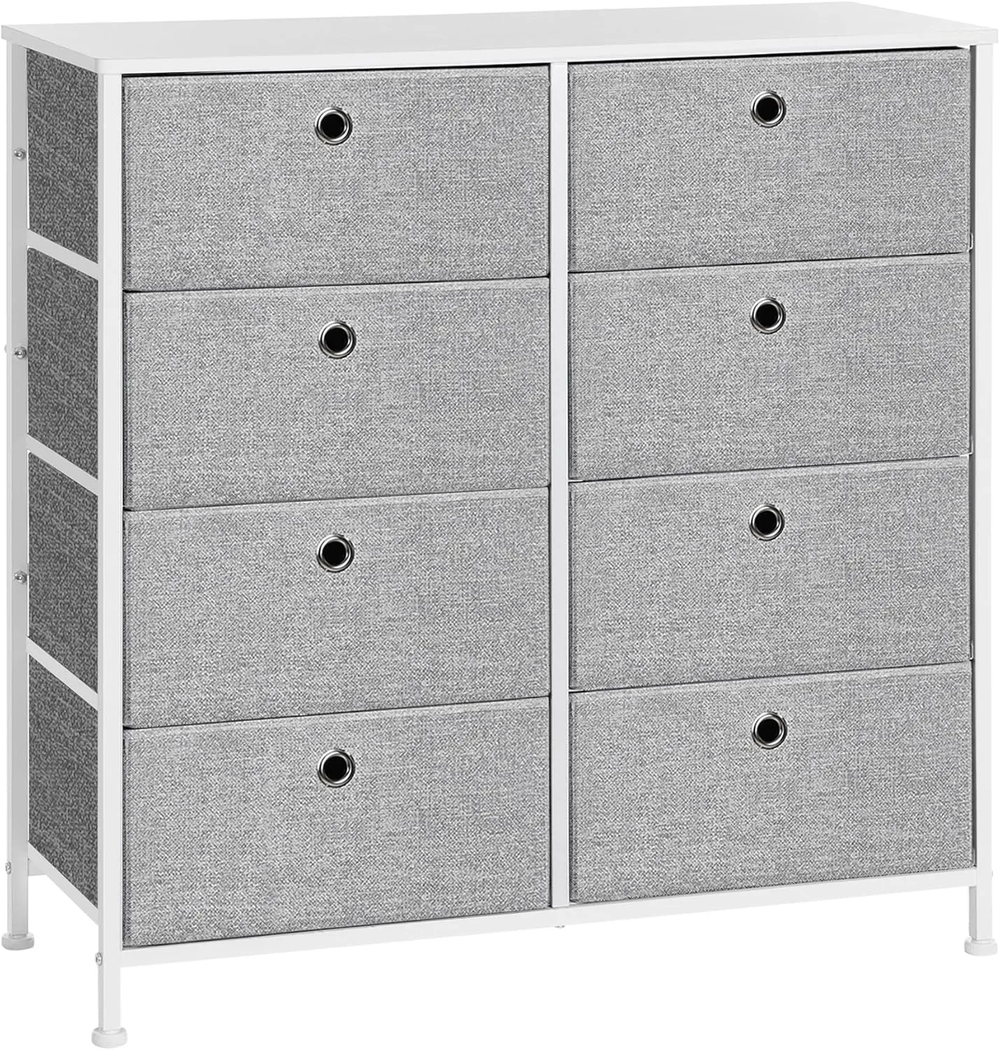 Bild von SONGMICS LTS24W Kommode mit 8 Stoffschubladen und Metallgestell in hellgrau-weiß