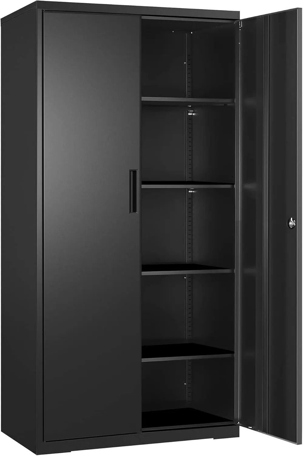 Bild von SONGMICS OMC015B01 Aktenschrank aus Stahl mit 5 Ebenen, Doppeltüren und Schloss, ideal für Büro und Garage, schwarz
