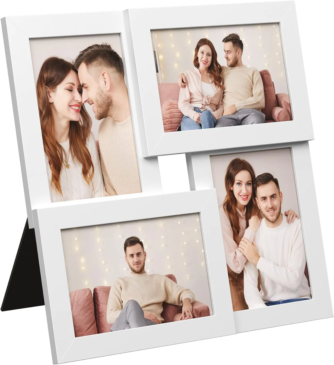 Bild von SONGMICS RPF25WT Mehrfachbilderrahmen für 4 Fotos in 10 x 15 cm, Farbe Weiß mit Glasscheibe