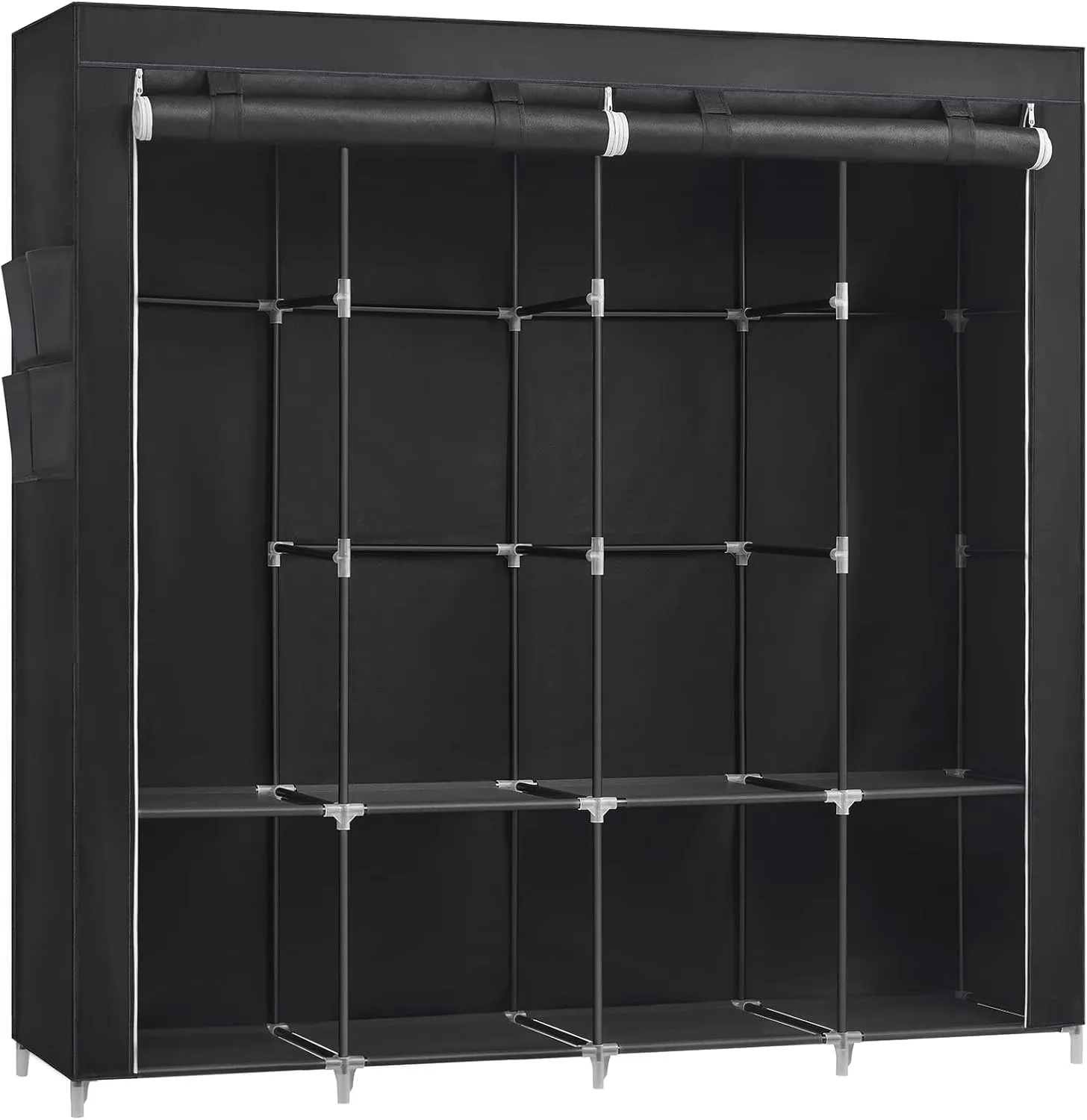 Bild von SONGMICS RYG094B02 Stoffschrank mit 4 Hängefächern und Ablagen, 45 x 170 x 167 cm, schwarz, ideal für Schlafzimmer und Wohnzimmer