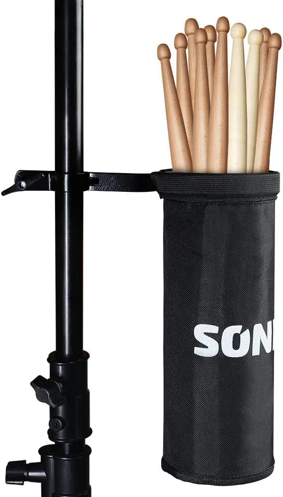 Bild von SONICAKE Drumstick Halter Tasche für bis zu 5 Paare Trommelstöcke mit Aluminiumklemme