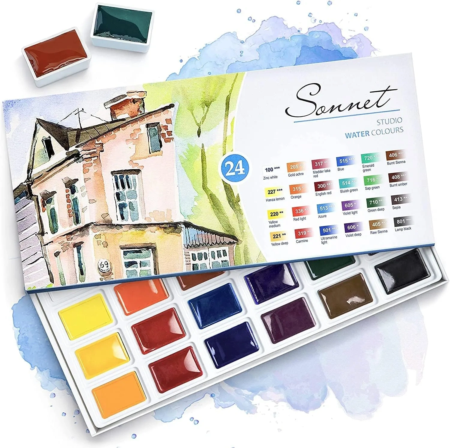 Bild von Sonnet Aquarellfarben Set mit 24 kräftigen Farben von Nevskaya Palitra