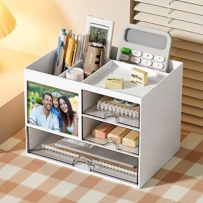 Bild von SOSINYA Schreibtisch Organizer mit Schubladen in der Größe 15,5 x 20,8 x 14,3 cm, leicht zu reinigen für Büro und Schreibtisch