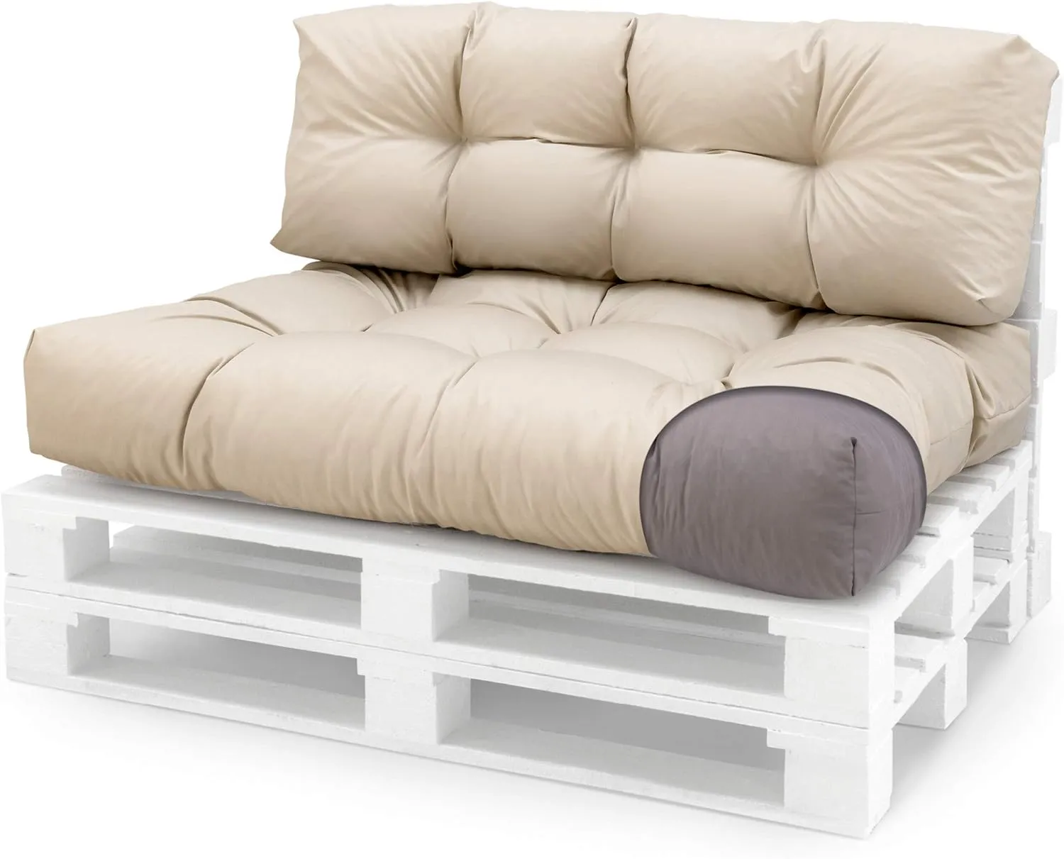Bild von Spatium Palettenkissen Set mit abnehmbarem, wasserdichtem Bezug in Beige, 2er Set