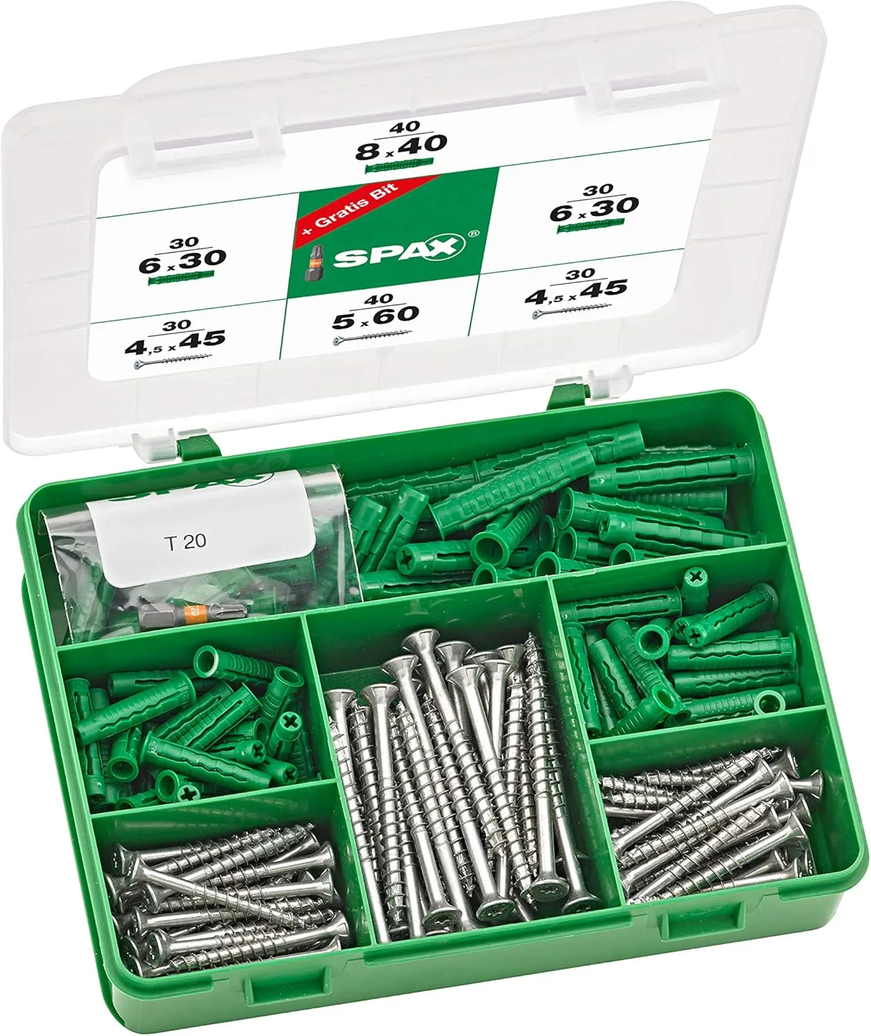 Bild von SPAX Sortimentsbox mit 201 Teilen für den Innenbereich, inklusive Spreiz-Dübel und Universalschrauben
