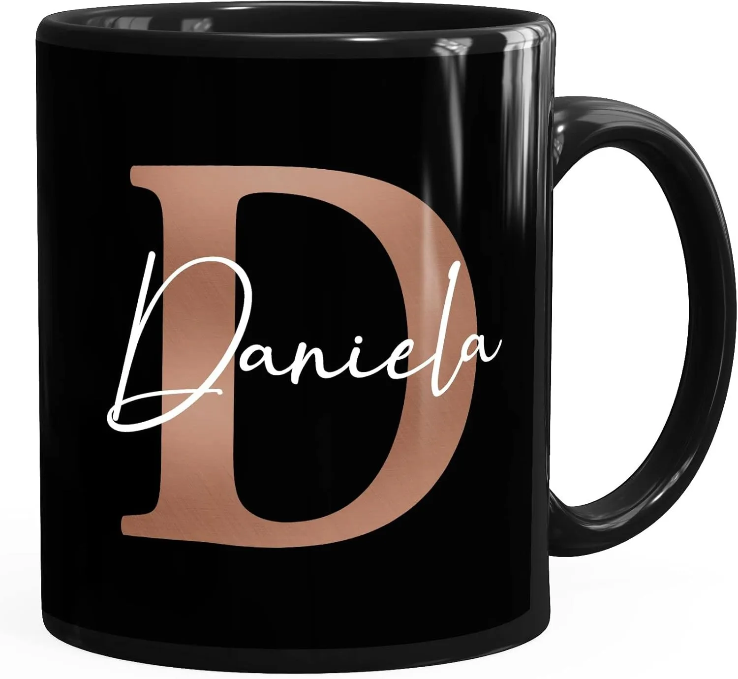 Bild von SpecialMe Kaffee-Tasse mit personalisiertem Monogramm und Namen in Schwarz aus Keramik