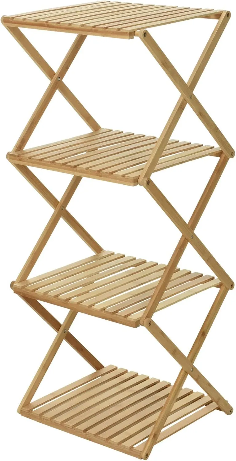 Bild von Spetebo Klappbares Bambus Regal mit 4 Ablagen und 94 cm Höhe