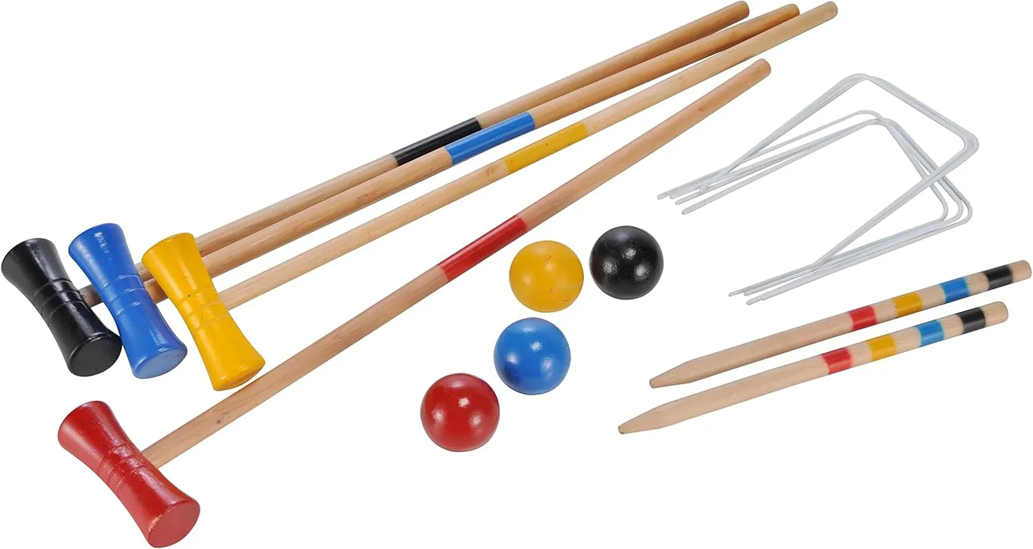 Bild von Spetebo Krocket Set aus Holz für 4 Spieler mit Tragetasche