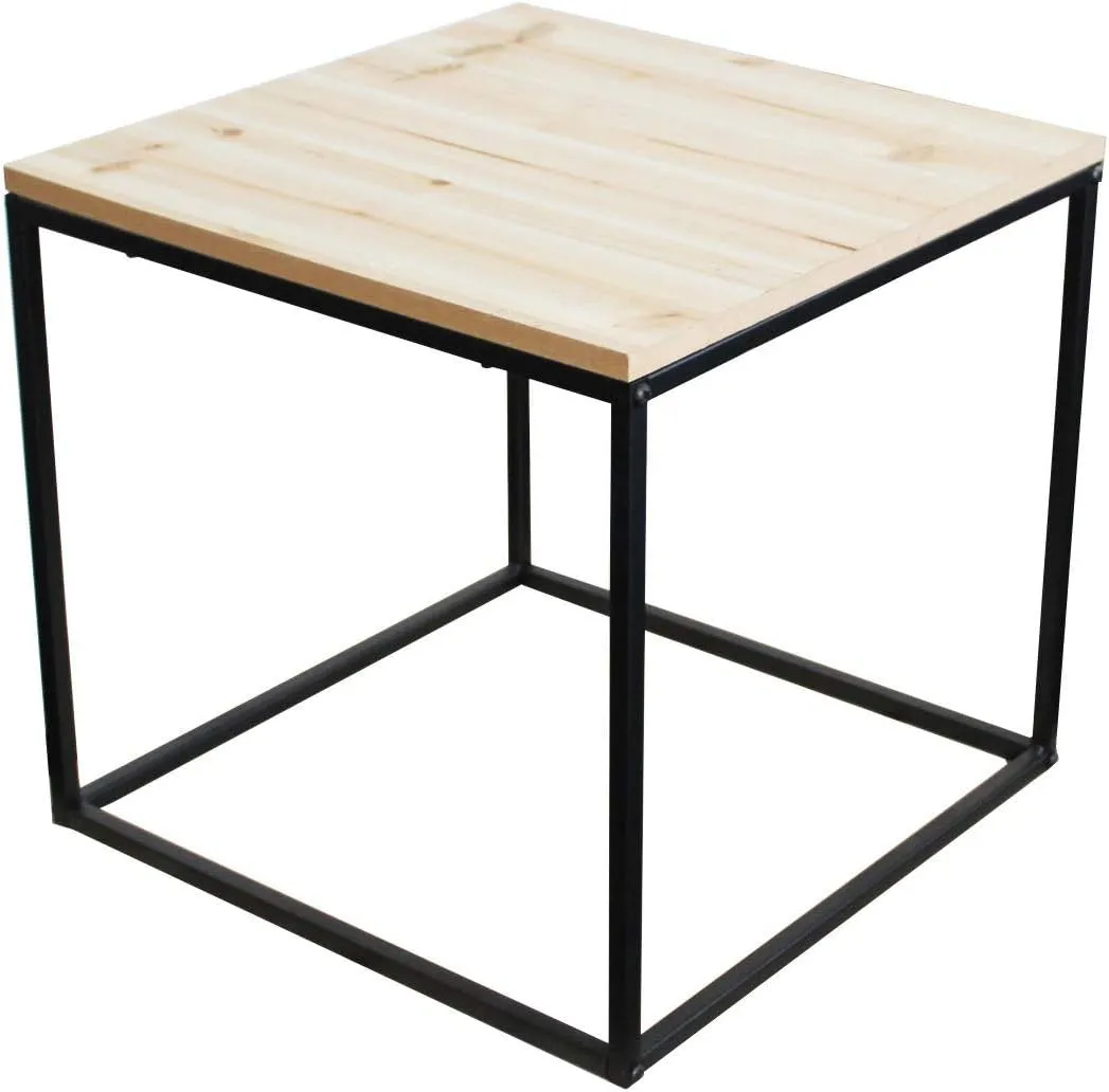 Bild von Spetebo Metall Beistelltisch mit Holzplatte in 39x39x36 cm