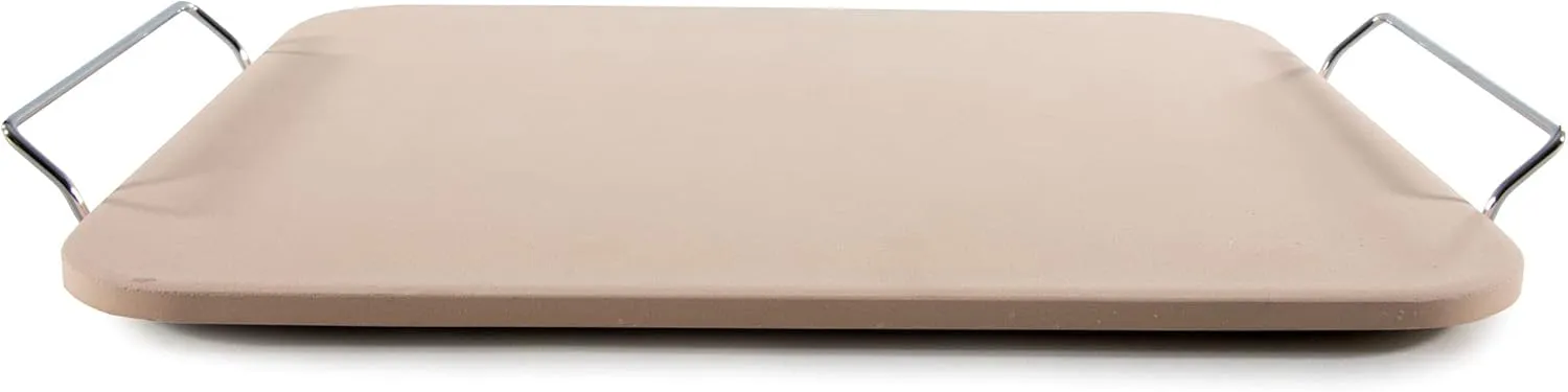 Bild von Spetebo Pizza Steinplatte 38 x 30,5 cm mit Edelstahlgriffen für Flammkuchen und Pizza