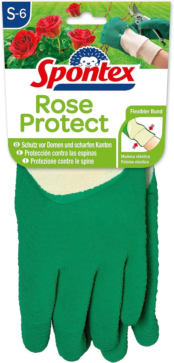 Bild von Spontex Rose Protect Gartenhandschuhe Größe S, extra robust mit Naturlatexbeschichtung für Dornen und Hecken