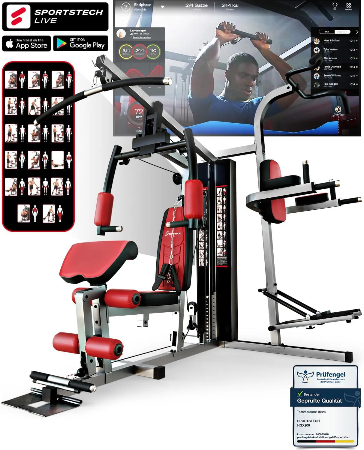 Bild von Sportstech HGX100 Multifunktionskraftstation bis 80 kg für Homegym mit Stepper und Beinpresse
