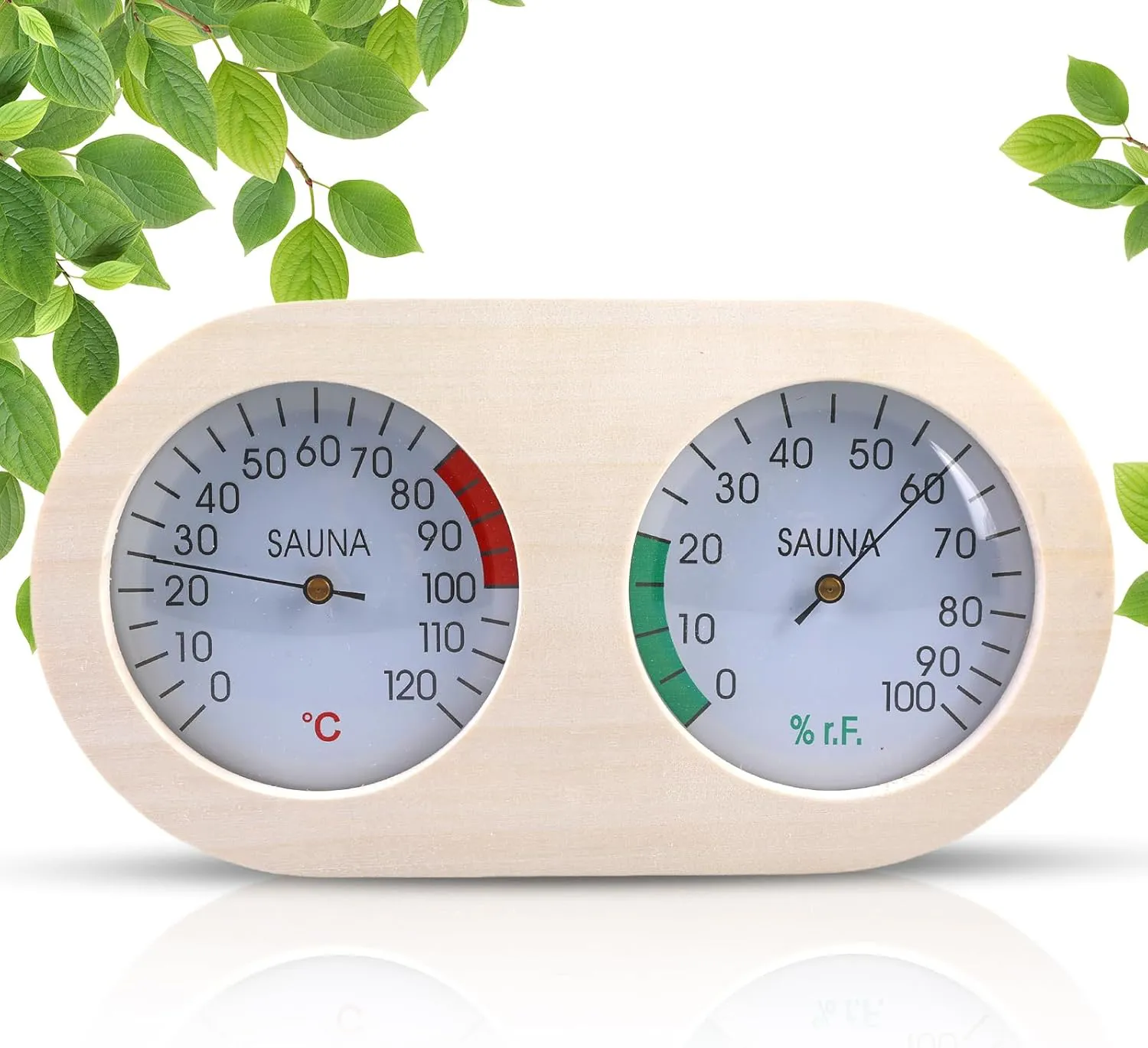 Bild von SPORWAY 2 in 1 Sauna Thermometer Hygrometer aus Holz für präzise Temperatur- und Luftfeuchtigkeitsmessung