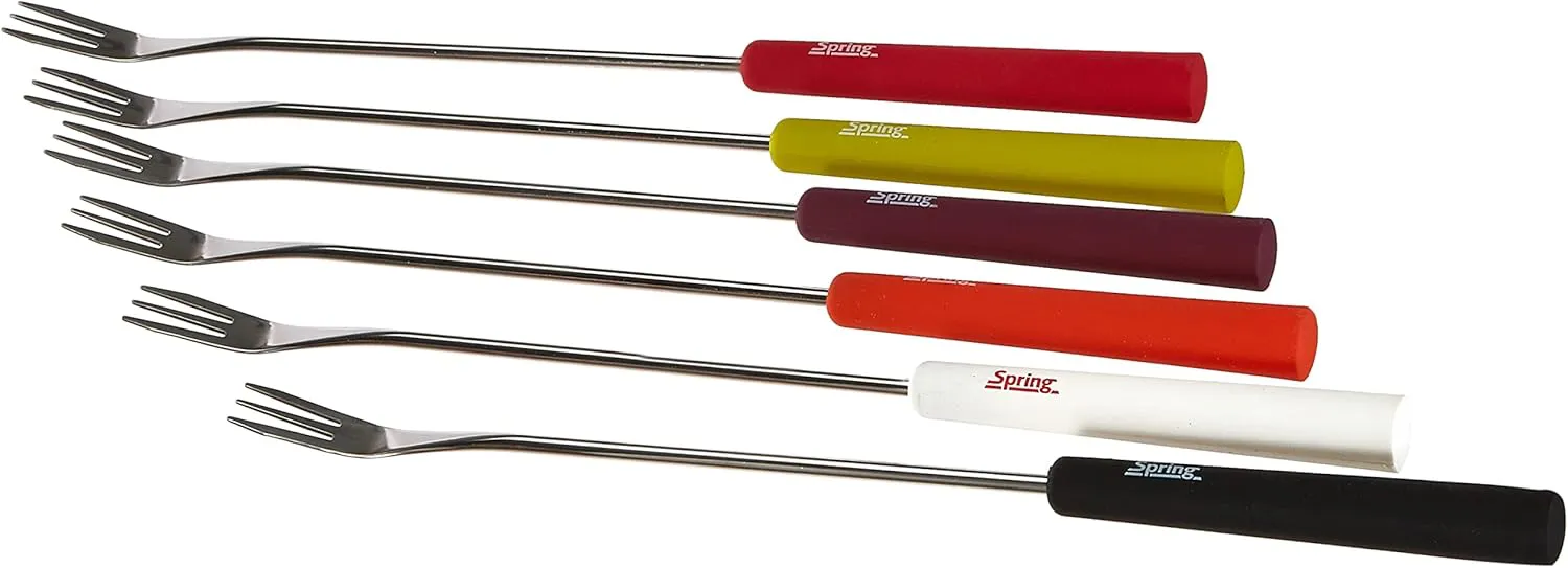 Bild von Spring Käsefondue-Gabeln Basic im 6er Set aus Edelstahl in bunten Farben, Größe 12 x 27,5 cm