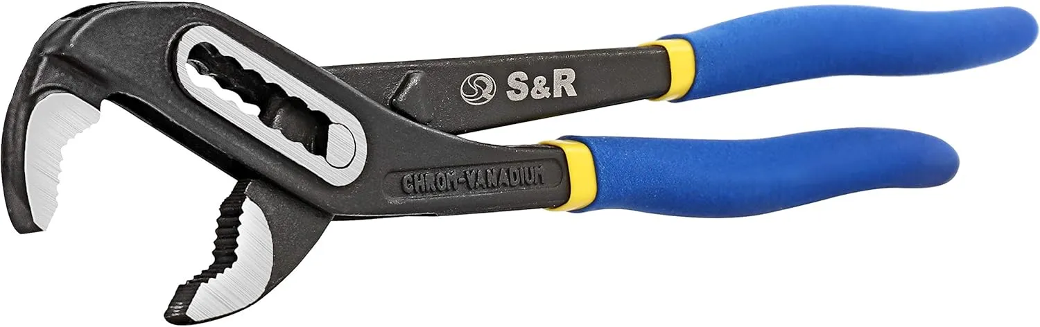 Bild von S&R Wasserpumpenzange 242 mm aus CR-V-Stahl mit 7 verstellbaren Positionen und ergonomischen Griffen für Klempner- und Wartungsarbeiten