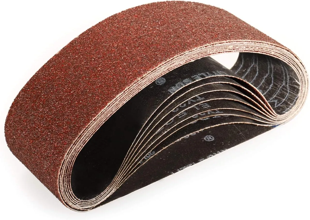 Bild von Sruhrak Schleifband Set mit 8 Stück in 75 x 533 mm und 40 Körnungen für Schleifen, Feilen, Schärfen und Entrosten