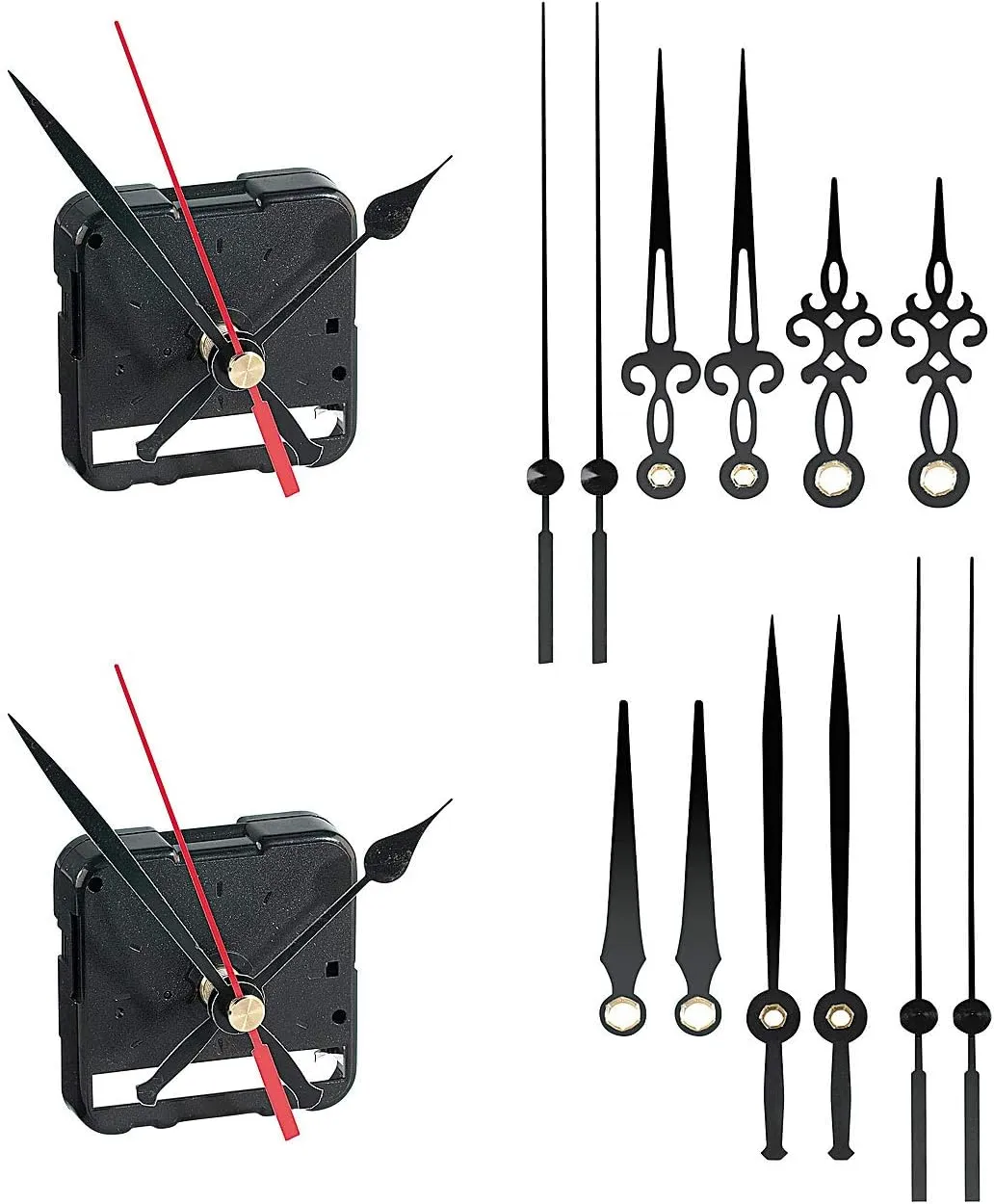 Bild von St. Leonhard 2er-Set Uhrenlaufwerk mit flüsterleisem schleichendem Mechanismus und 3 Zeiger-Sets