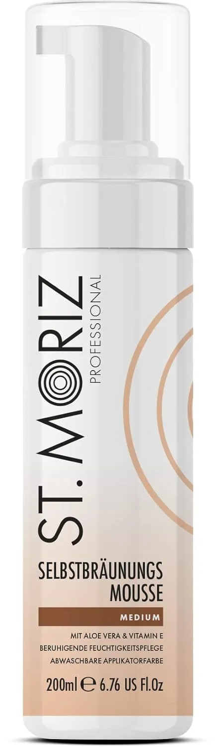 Bild von St. Moriz Professional Selbstbräunungsmousse 200ml mit Aloe Vera und Vitamin E, vegan, für einen mittleren Hautton