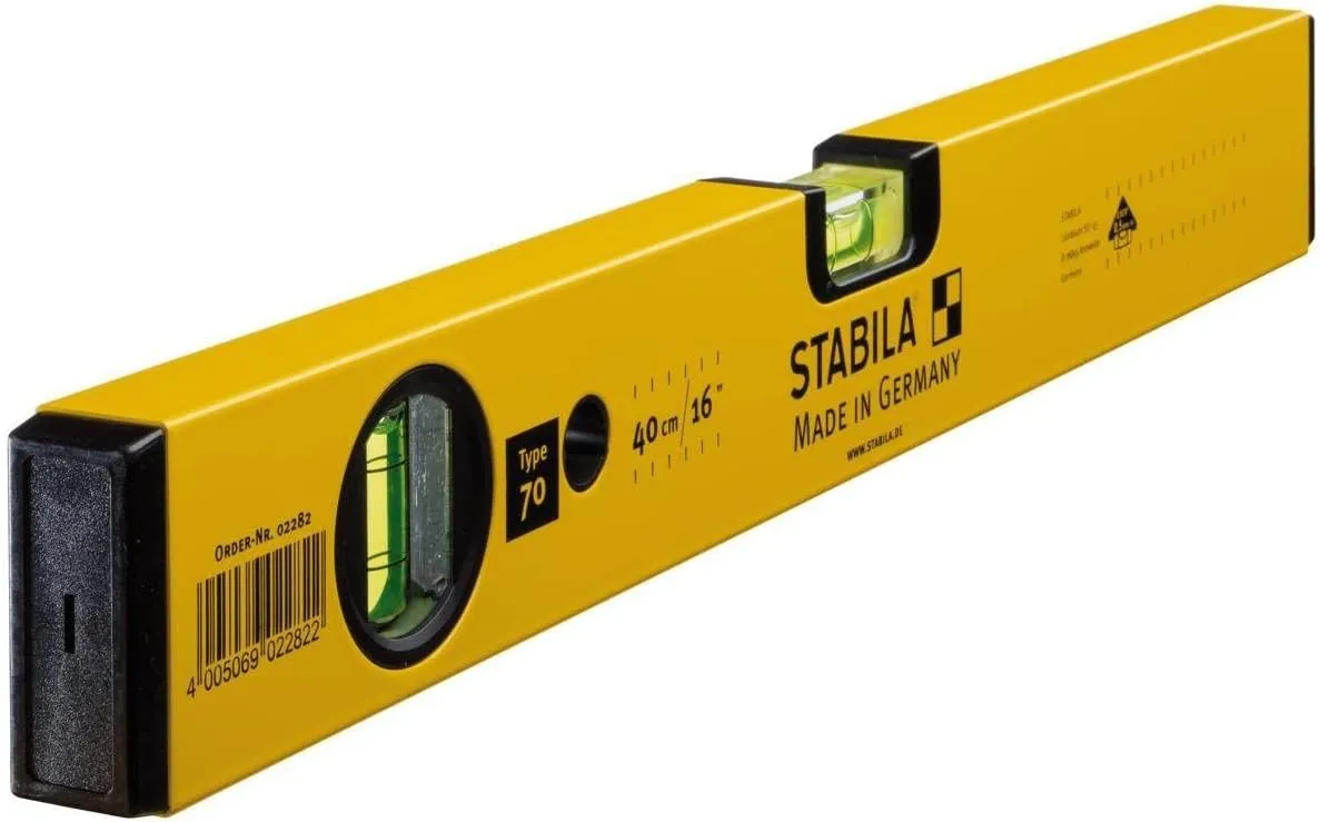 Bild von STABILA Wasserwaage Type 70 mit 40 cm aus leichtem Aluminium und zwei Libellen in Gelb