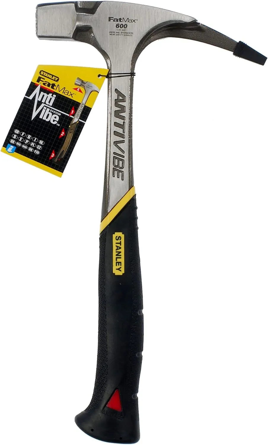 Bild von STANLEY FatMax 1-51-937 Latthammer mit 600 g Kopfgewicht und 340 mm Länge, ergonomischem DynaGrip-Griff und vibrationsdämpfendem Design mit magnetischem Nagelhalter