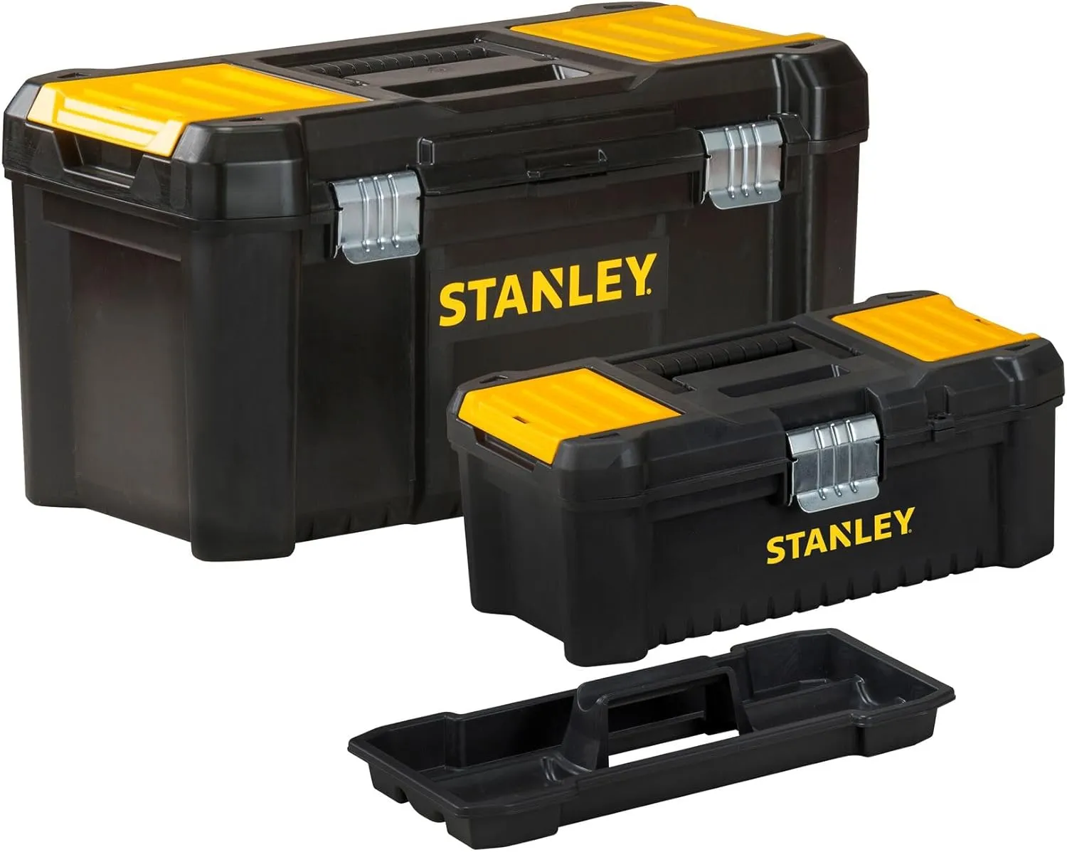 Bild von STANLEY STST1-75772 Werkzeugbox Bonuspack mit 19 und 12,5 Zoll, robust und mit Metallschließen, inklusive Organizer mit Tragegriff