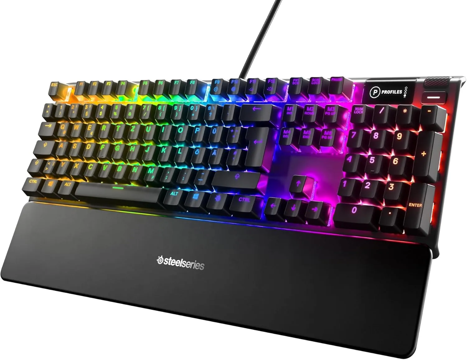 Bild von SteelSeries Apex 7 Gaming-Tastatur mit OLED Smart Display und roten Schaltern im deutschen QWERTZ Layout