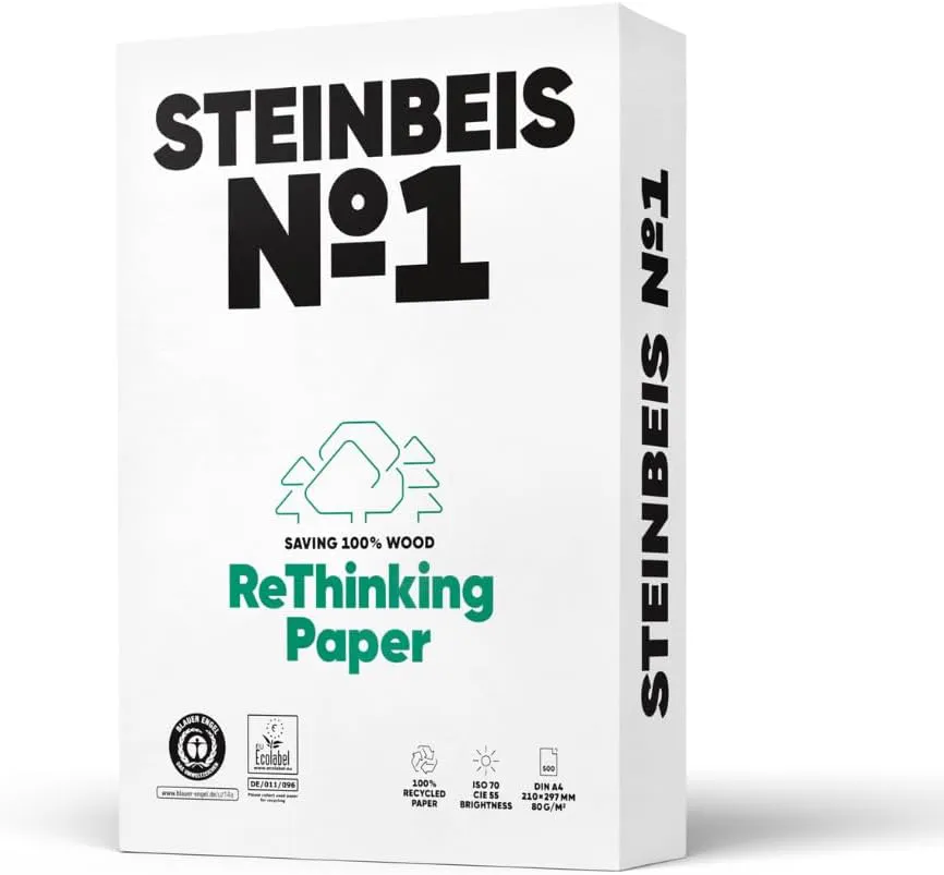 Bild von Steinbeis No. 1 Druckerpapier DIN A4 Recyclingpapier 80 g/m² in Weiß, 2500 Blatt