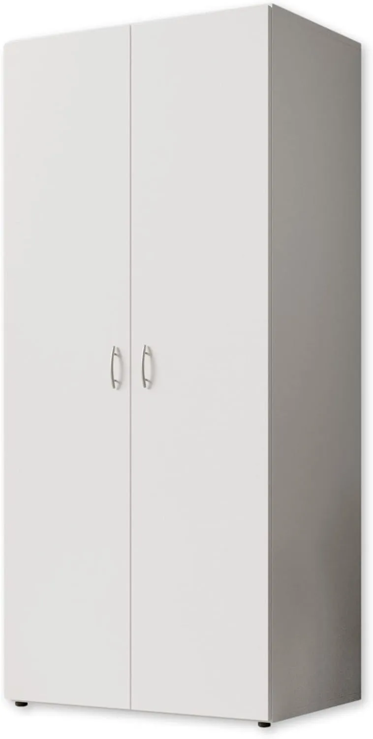 Bild von Stella Trading BASE Kleiderschrank in Weiß, 80 x 177 x 52 cm, vielseitiger Drehtürenschrank in drei Größen erhältlich