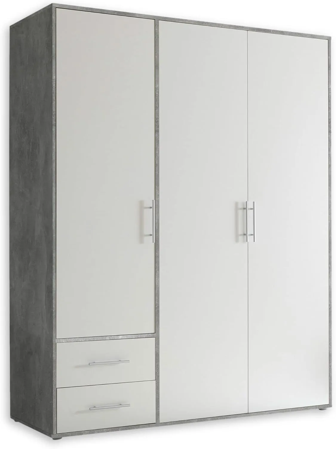 Bild von Stella Trading Kleiderschrank in Betonoptik mit 3 Türen und viel Stauraum, Maße 155 x 195 x 60 cm