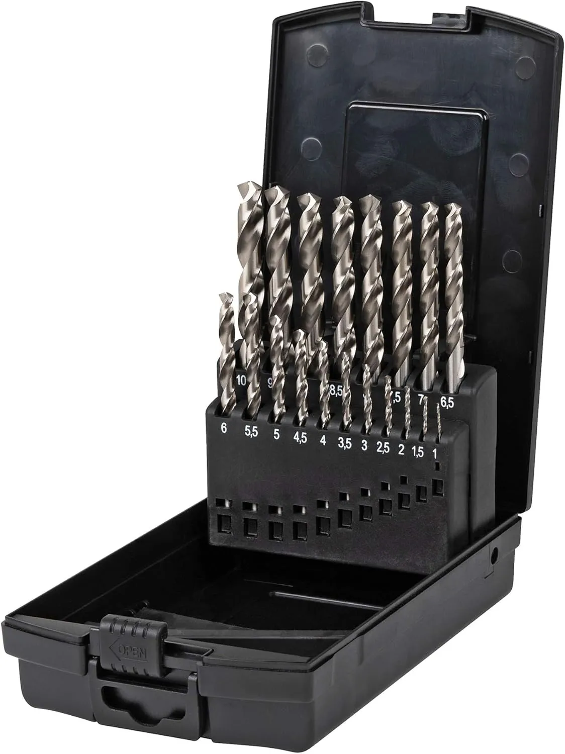 Bild von STIER 19-teiliges Spiralbohrer Set HSS-Co8 aus Premium Metall mit Cobalt-Gehalt von 8% und zylinderischem Schaft