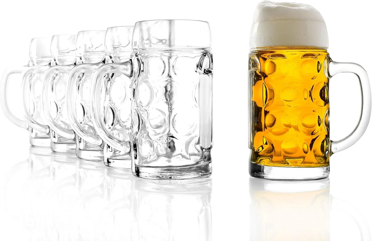 Bild von Stölzle Lausitz ISAR Bierkrug Set mit 6 stabilen 0,5 Liter Gläsern aus Soda Lime Glas, spülmaschinengeeignet