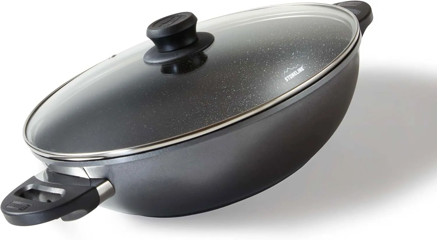 Bild von Stoneline Wok 32 cm mit Deckel aus Aluguss und Steinpartikeln, für fettfreies Kochen und Braten, induktionsgeeignet
