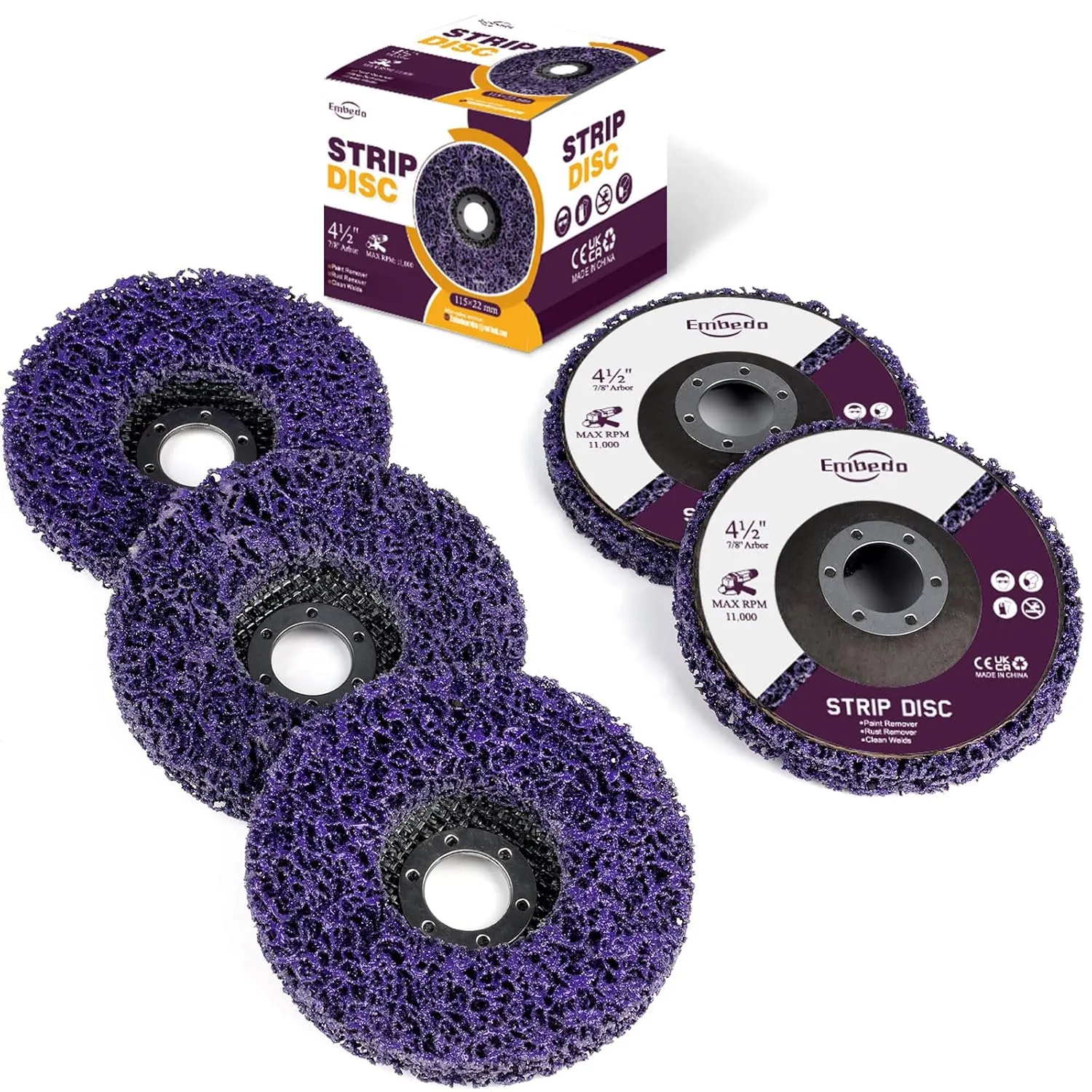 Bild von Streifenscheiben Set für Winkelschleifer mit 5 Stück, 115 mm, ideal zum Farbschaben und Rostentfernen