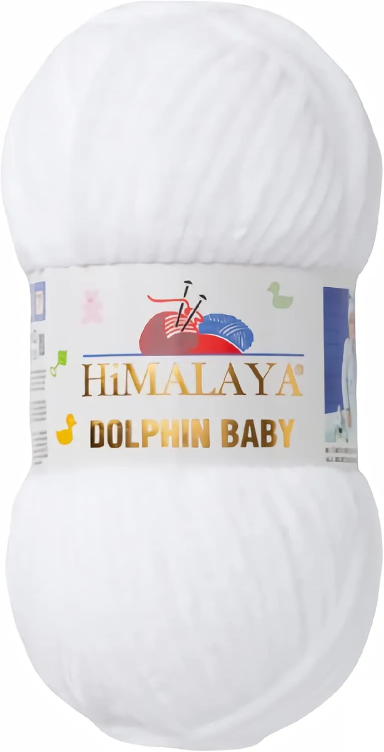 Bild von Strickfein Himalaya Dolphin Baby Wolle Garn in Weiß, Artikelnummer 80301, ideal zum Stricken und Häkeln