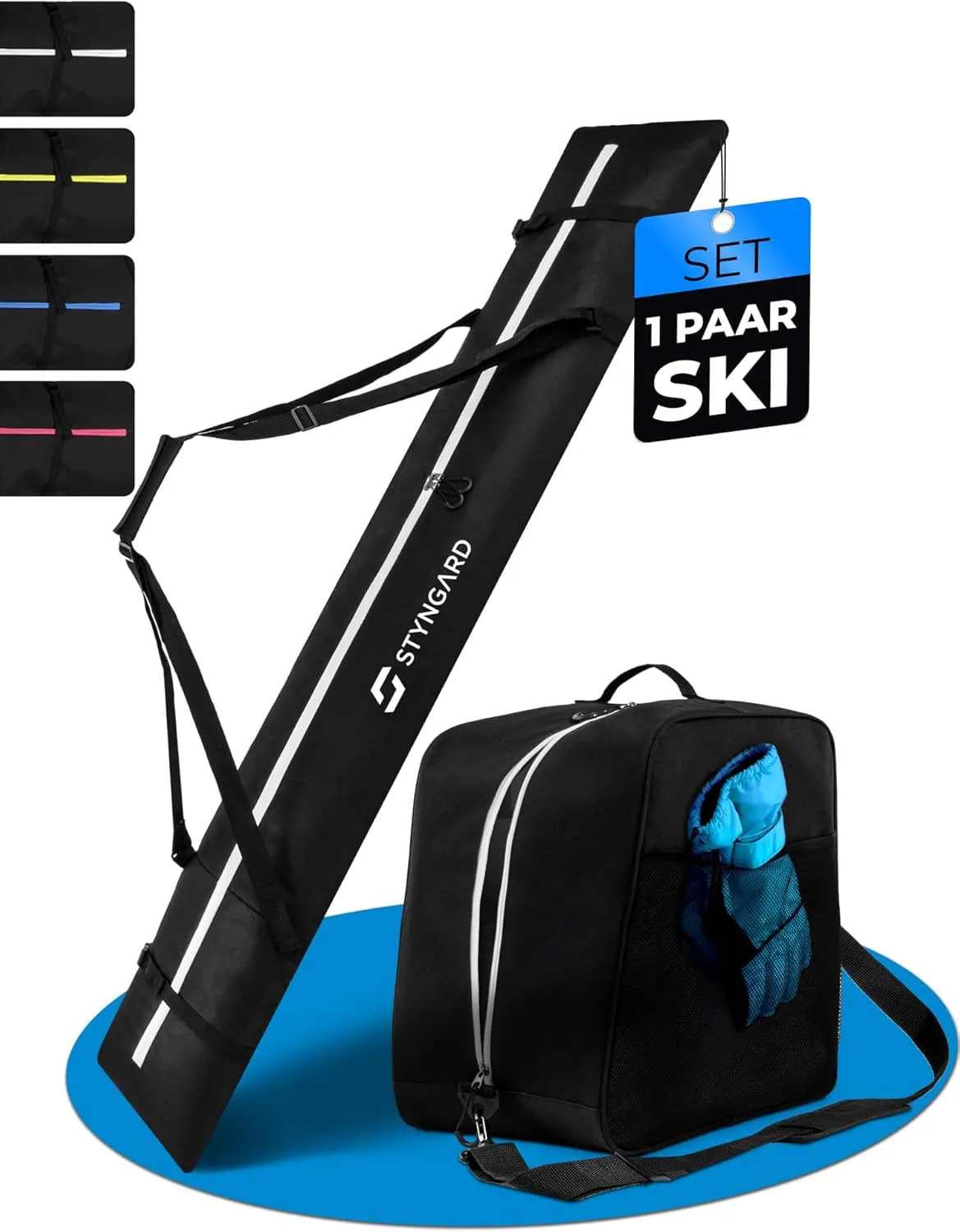 Bild von STYNGARD Courchevel Skitasche Set mit 180 cm Skisack und 38 L Skischuhtasche aus robustem Material